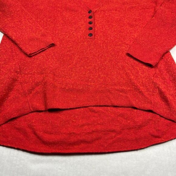 Madewell Asherton Henley Sweater Red Long Sleeve Loose Fit Knit Pullover SMALL - Picture 2 of 12